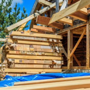 Une maison en construction.